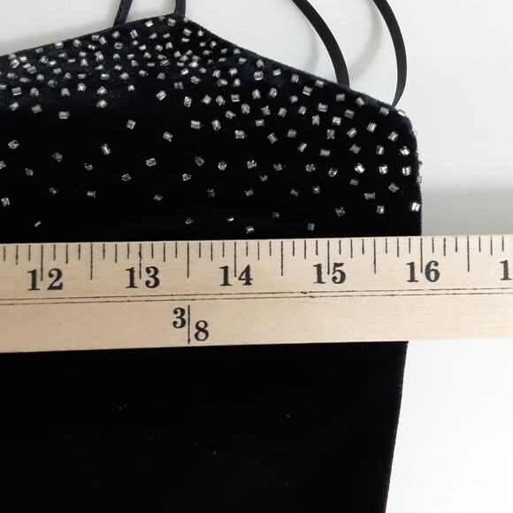 Vintage Y2K Velour Evening Gown Bodycon Beaded Floor Length Cutout Dress Sexy - Picture 11 of 12